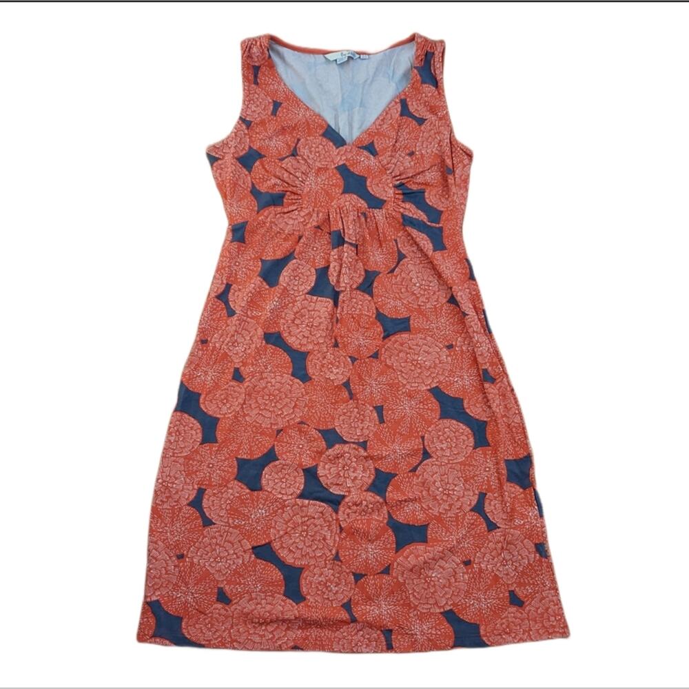 Boden Coral and Navy Knotted-Front Mini Dress